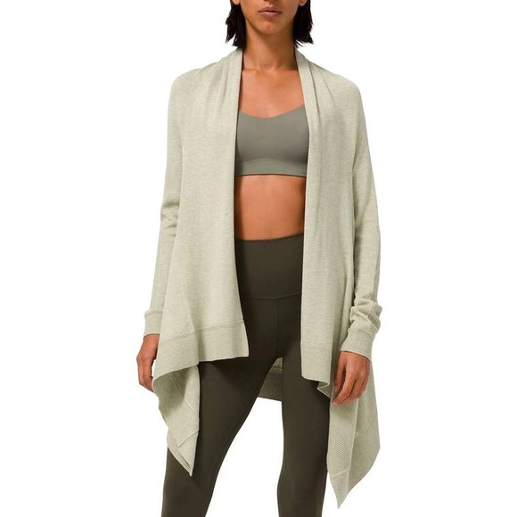 lululemon athletica Sweaters Lululemon Cashlu Knit Wrap Rosemary Green Cashmere Blend